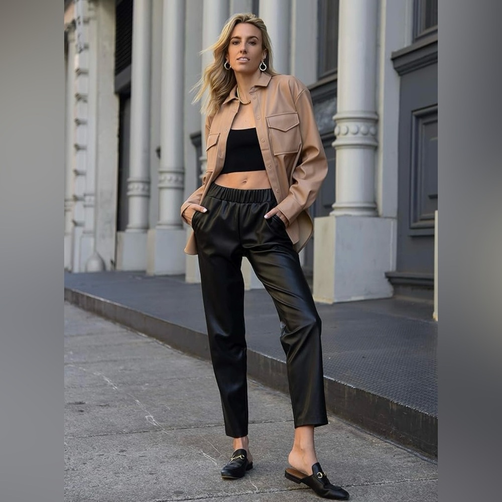 The Drop Women's @Lisadnyc Vegan Leather Pull-On Pants